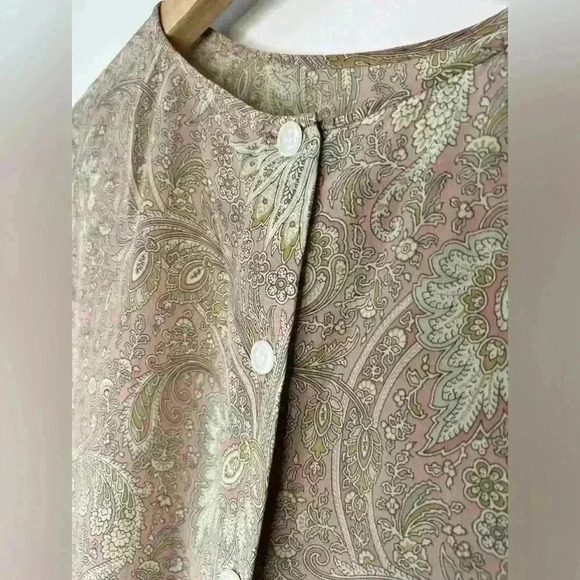 Liz Claiborne Womens Silk Paisley Fairy Core Powder Pink Boho Ethereal Top 4 - Picture 11 of 13
